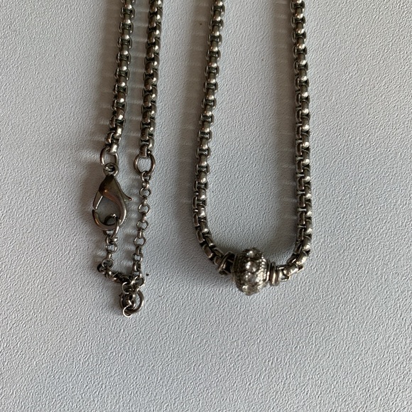 32” Vintage Silvertone Beaded with Crystals Necklace - Picture 5 of 6